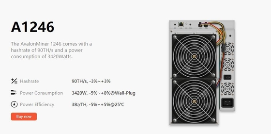 Sha-256 3420W Avalon 1246 90th 3420W 75db 12V ইথারনেট